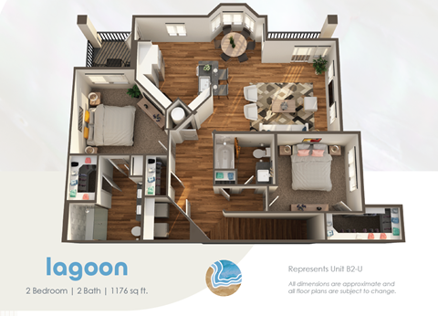 typical floor plan of the 2 bedroom